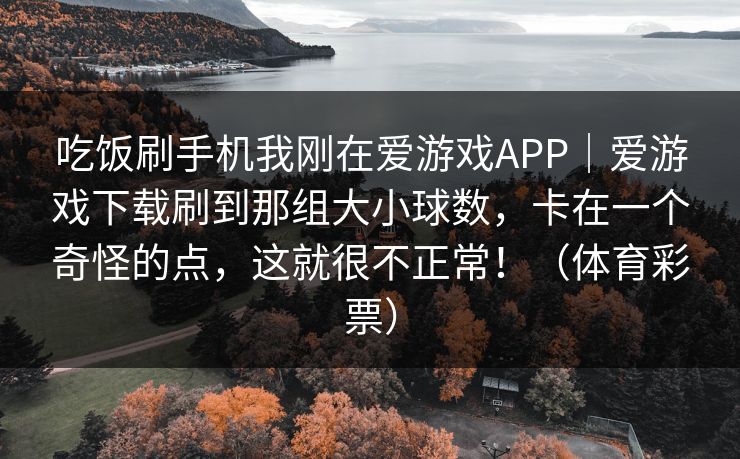 吃饭刷手机我刚在爱游戏APP｜爱游戏下载刷到那组大小球数，卡在一个奇怪的点，这就很不正常！（体育彩票）