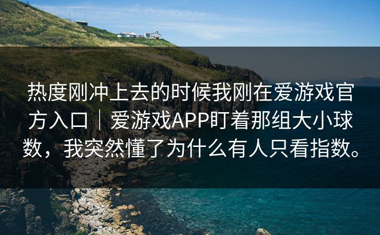热度刚冲上去的时候我刚在爱游戏官方入口｜爱游戏APP盯着那组大小球数，我突然懂了为什么有人只看指数。