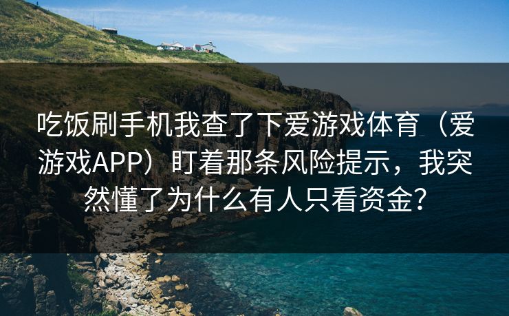 吃饭刷手机我查了下爱游戏体育（爱游戏APP）盯着那条风险提示，我突然懂了为什么有人只看资金？