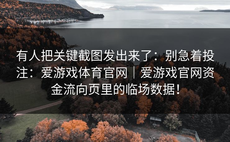 有人把关键截图发出来了：别急着投注：爱游戏体育官网｜爱游戏官网资金流向页里的临场数据！